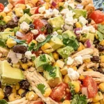 Colorful Southwest Chicken Salad with grilled chicken and fresh vegetables.