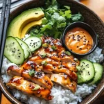 Spicy Honey-Ginger Chicken Bowls with Yum Yum Sauce