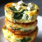 Spinach and feta egg muffins baked in a muffin tin for a nutritious breakfast