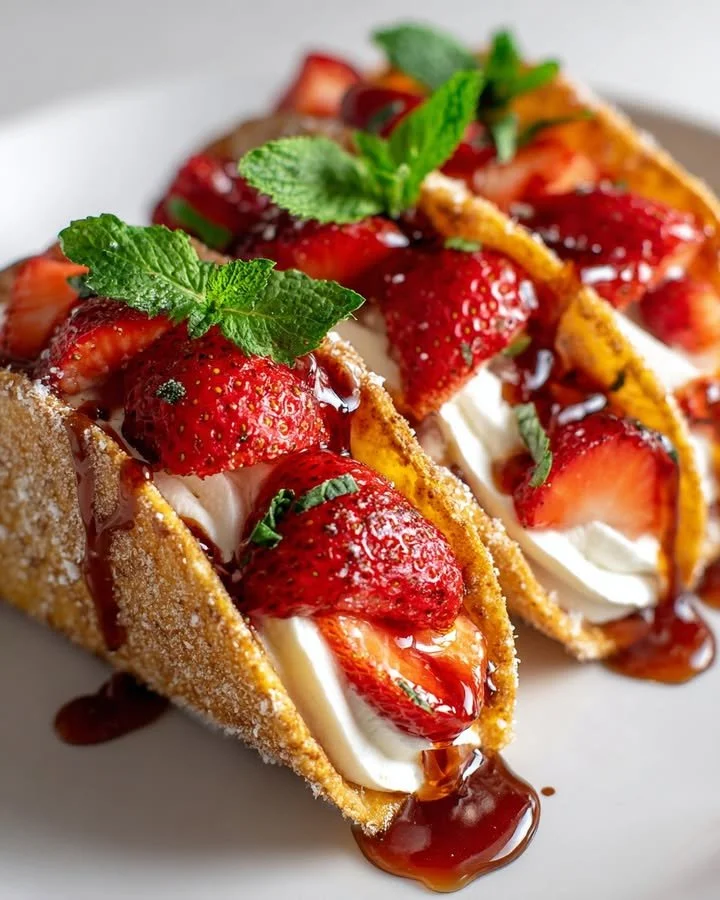 Sweet cinnamon dessert tacos served with toppings and a twist