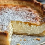 Deliciously sweet and creamy Italian Ricotta Pie slice on a plate