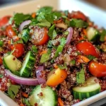 Bowl of Thai Quinoa Salad with fresh herbs and lime vinaigrette.