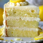 Delicious Velvet Lemon Cream Layer Cake with layers of bright lemon cream and soft velvet cake