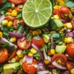 Vibrant Avocado Corn Tomato Salad with fresh ingredients