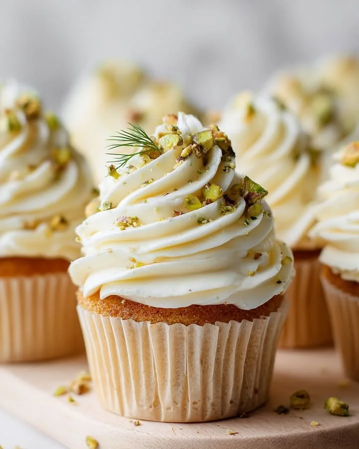 Delicious whipped feta frosting on a serving platter garnished with herbs